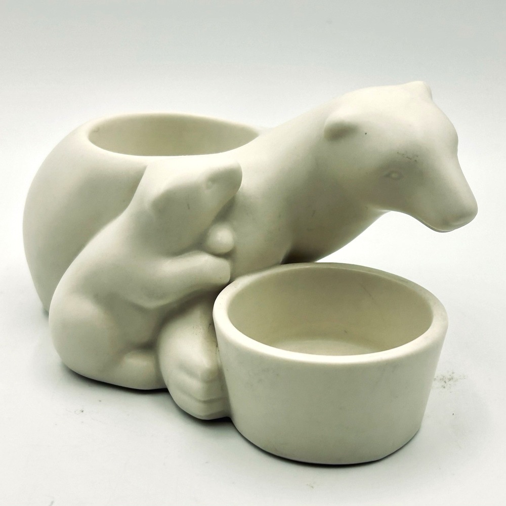 Yankee Candle Tea Light Holder Nordic Polar Bear Matte White Ceramic Minimalist